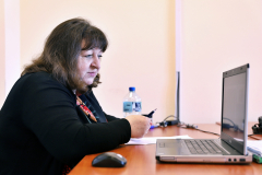 Prof. Małgorzat Stawiak-Ososińska podczas zajęć zdalnych