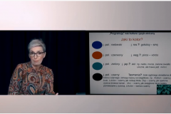 Dr Ewa Boksa podczas prowadzenia wykładu