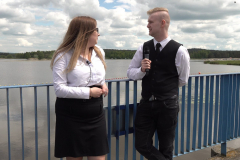 Dominika Czarnota-Zdybicka i Piotr Raczyński podczas zagrania nad zalewem