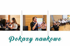 Slajd z napisem  pokazy naukowe