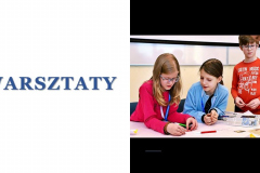 Slajd z napisem warsztaty i zdjęciam dzieci